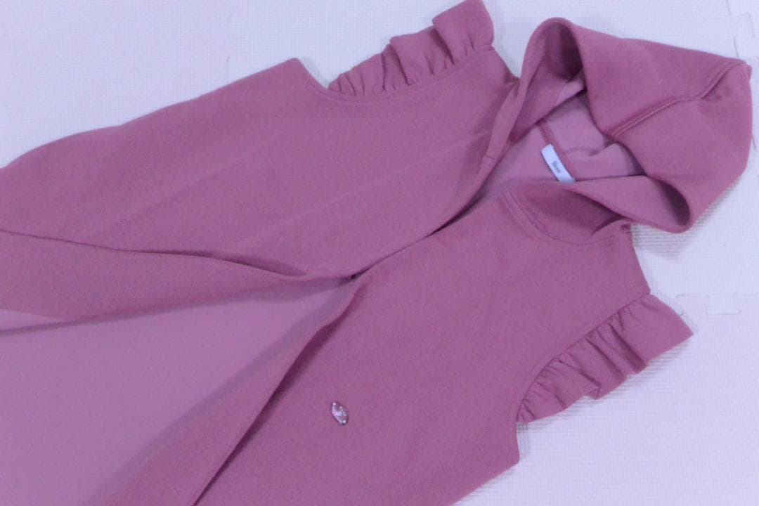 ルネ福袋　フリル付きフードロングベストジレ　 ピンク　34　新品