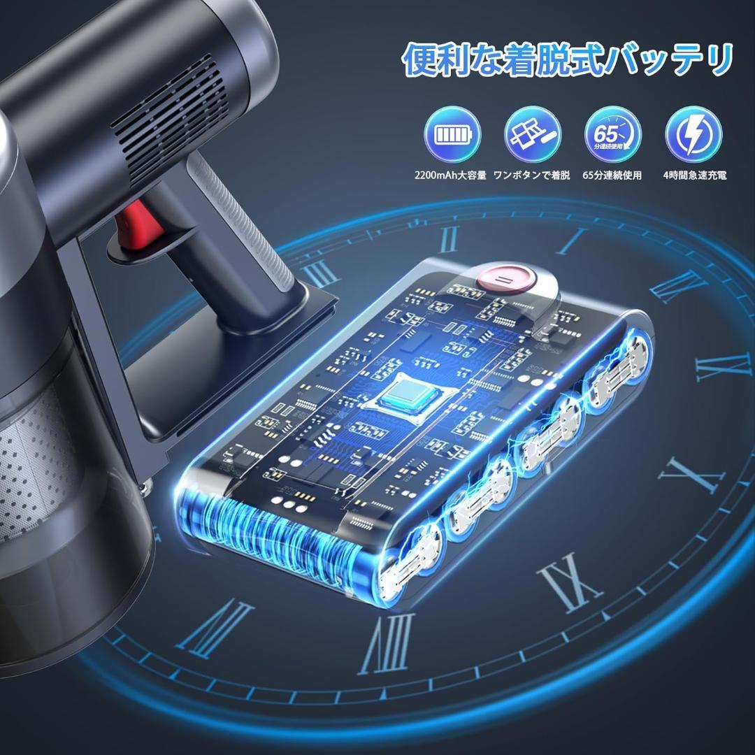 掃除機 コードレス65Kpa超強力吸引コードレス掃除機 サイクロン式　2WAY