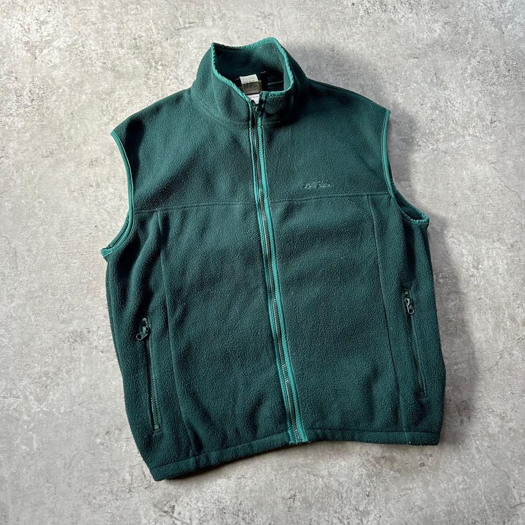80s90s エルエルビーン フリースベスト USA製 L グリーン フルジップ