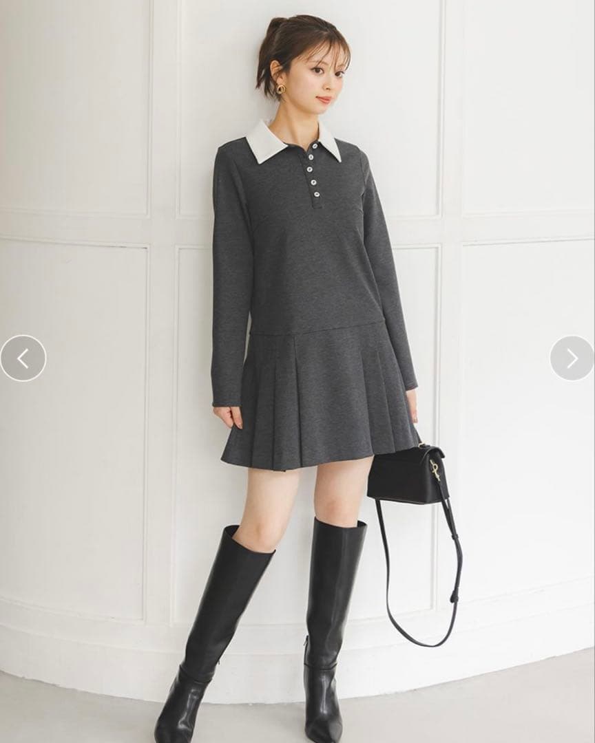 【snidel】ポロ襟 プリーツワンピース