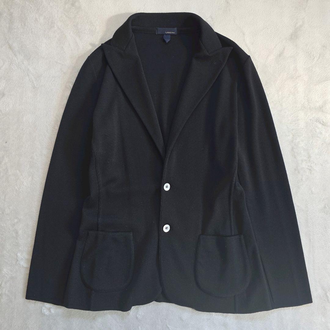 LARDINI ラルディーニ ニットジャケット XL ブラック サイドベンツ