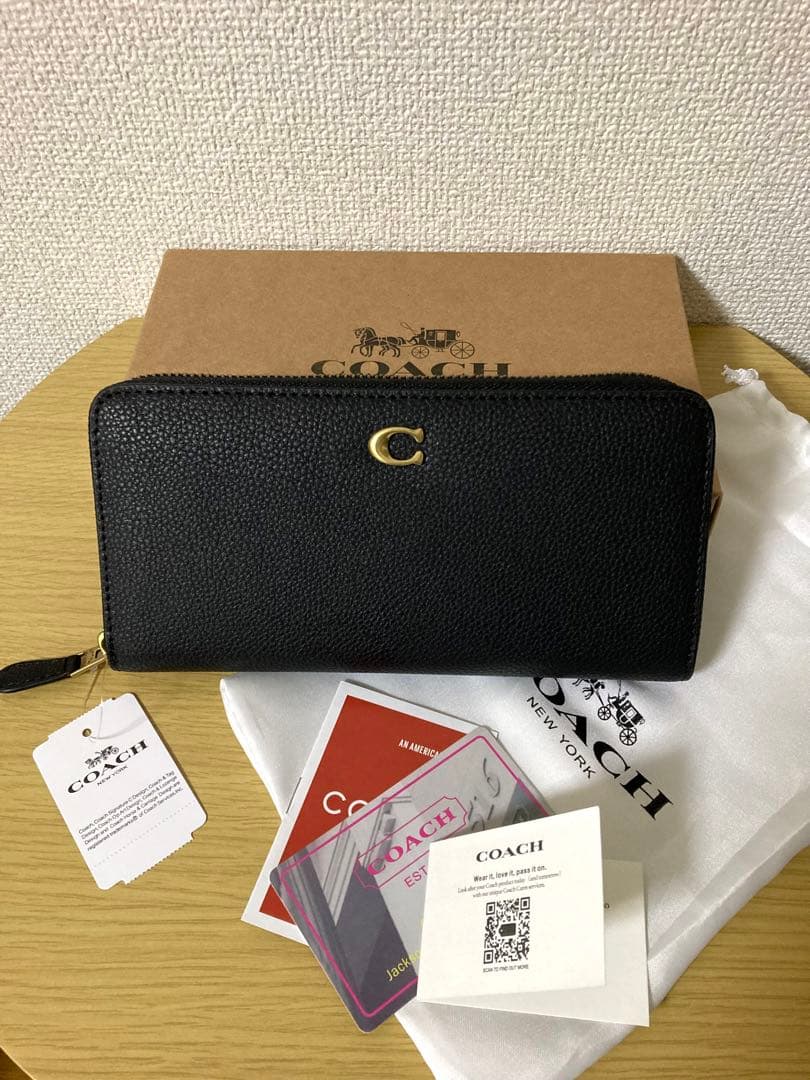【新品・未使用・タグ付】COACH ブラック長財布　アウトレット