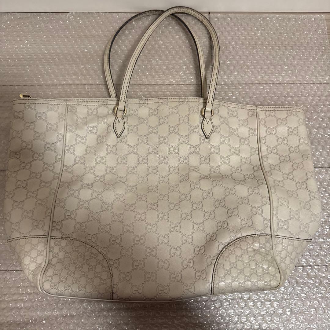 トートバッグ　GUCCI グッチシマ　レザー　ホワイト