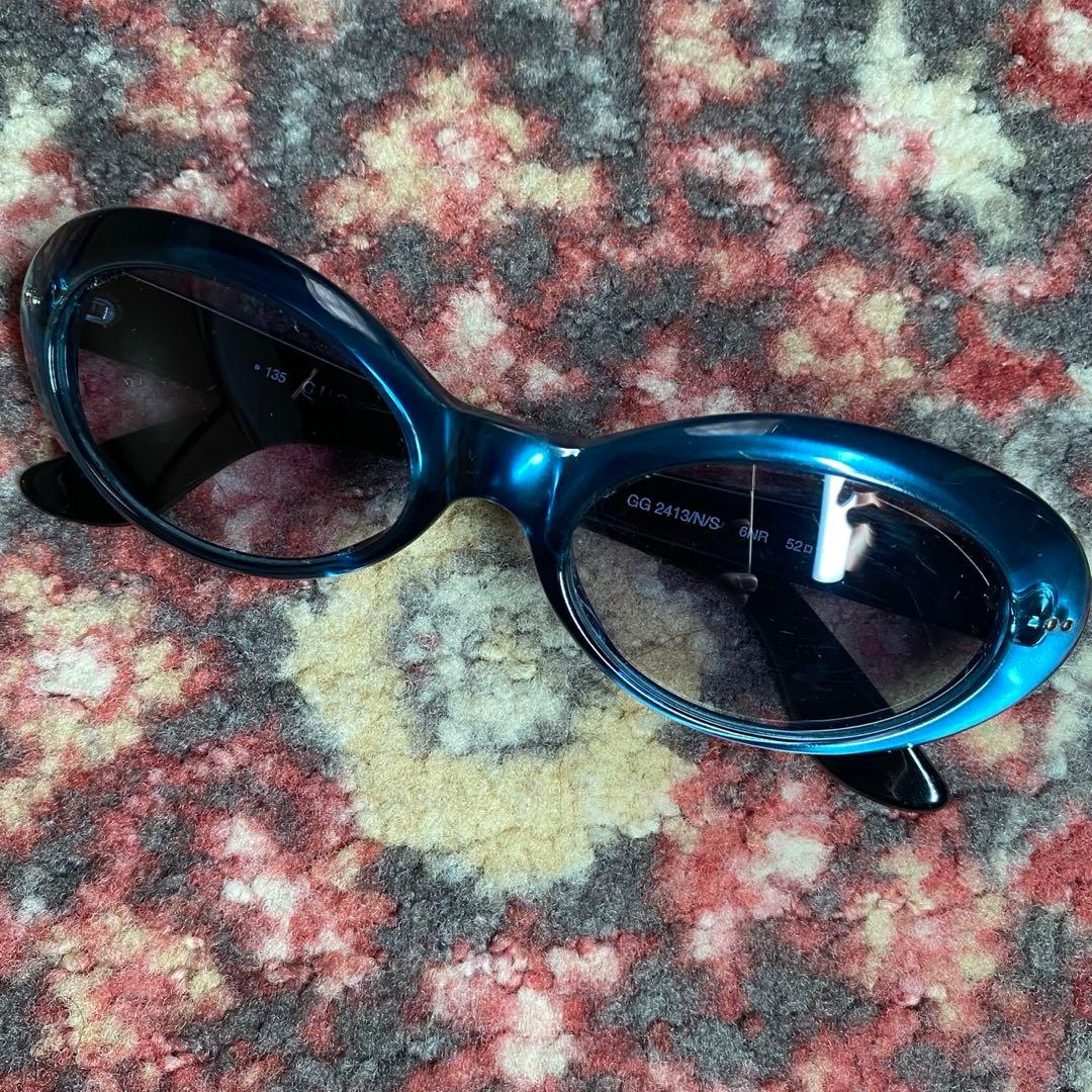 【極美品】GUCCI グッチ オーバル サングラス GG2413N/S ブルー