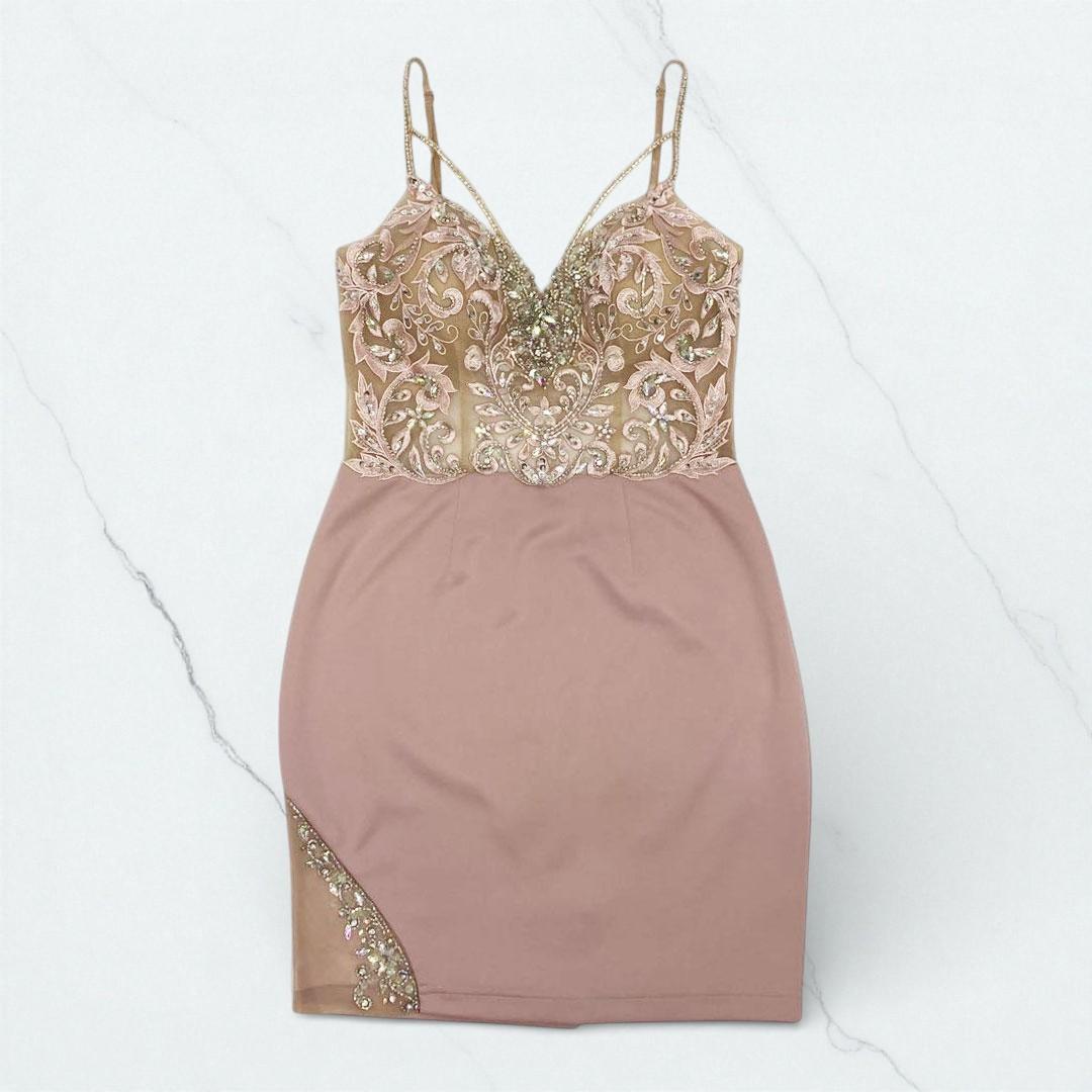 AngelR エンジェルアール アッパーレースバストシースルービジューミニドレス