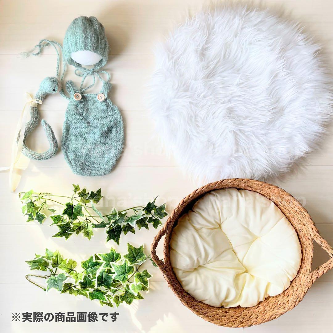 手編み風かごセット【緑へび】♪ニューボーンフォト撮影衣装 小道具ベビーフォト干支