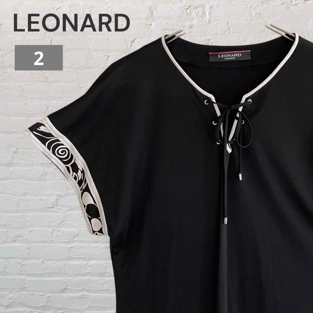 レオナール LEONARD チュニック ひざ丈ワンピース カンカン素材 ブラック