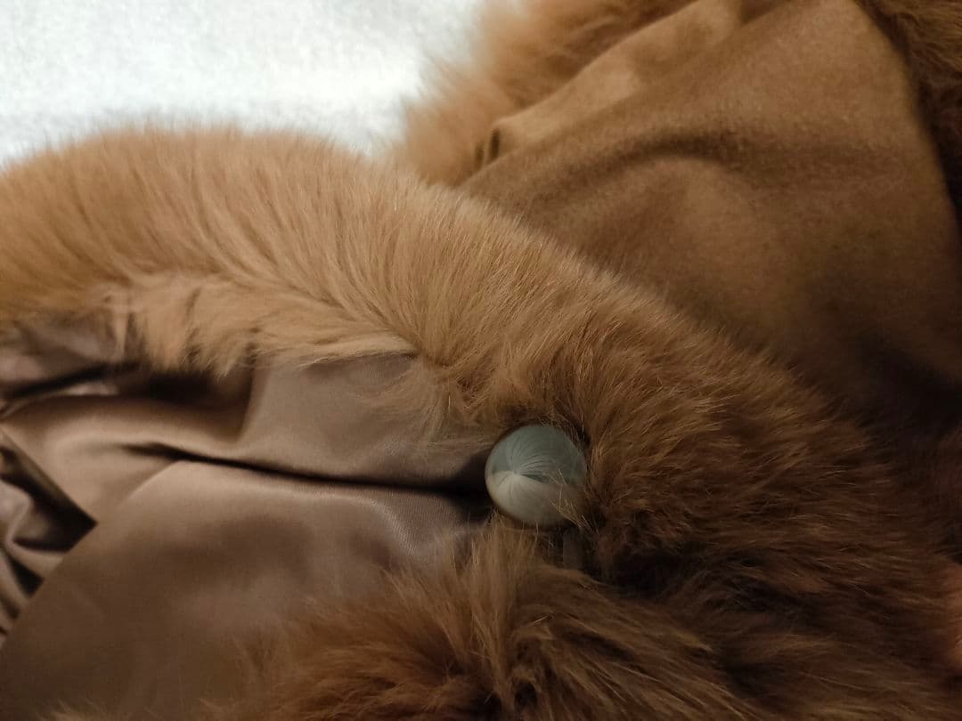 お値段見直しました。ケープ　ファー×カシミア　 茶系ベージュ 日本製 着物にも