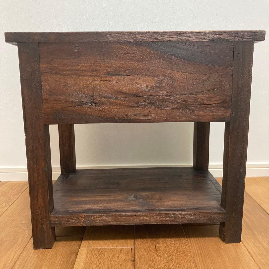 サイドテーブル チーク材 真鍮 ダークブラウン