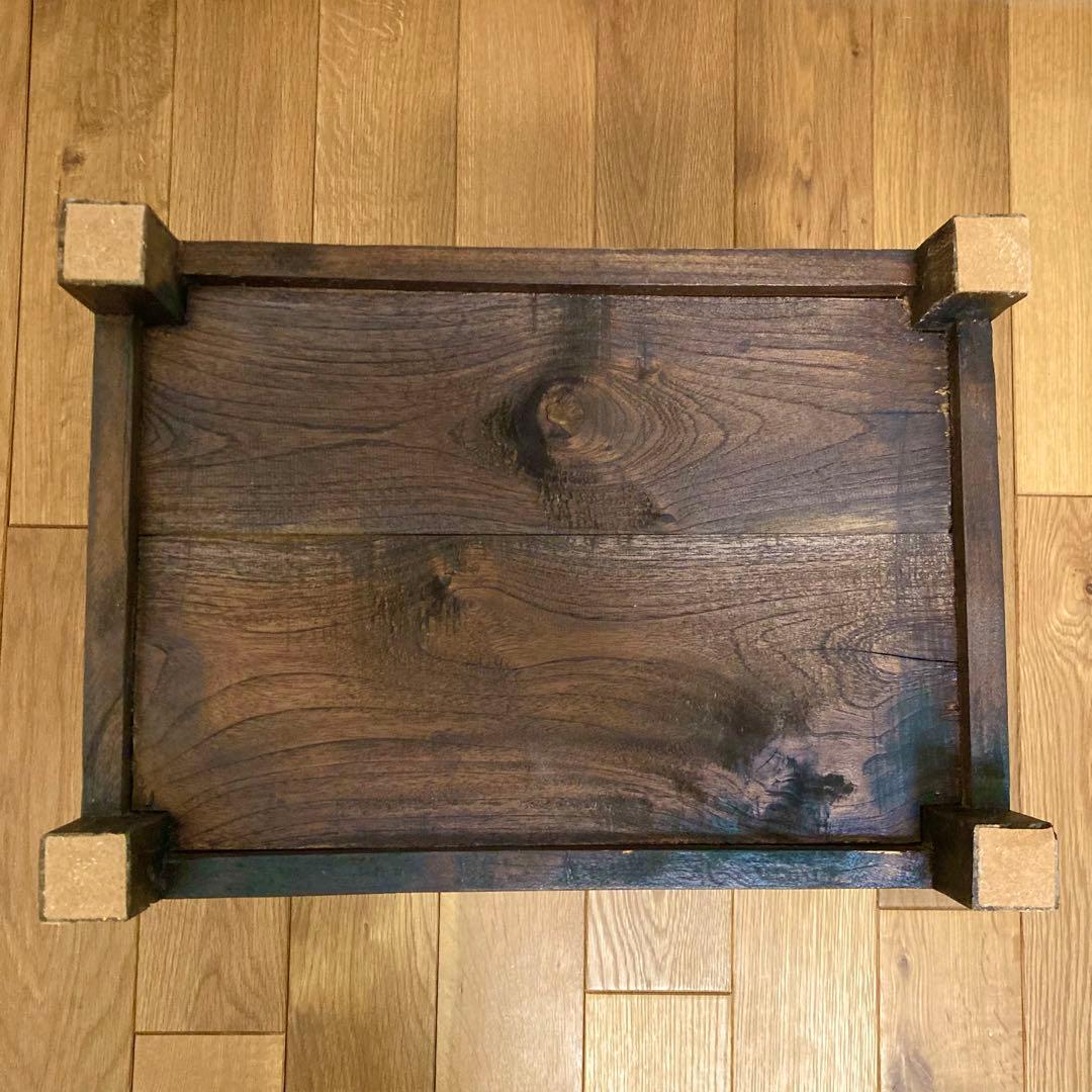 サイドテーブル チーク材 真鍮 ダークブラウン