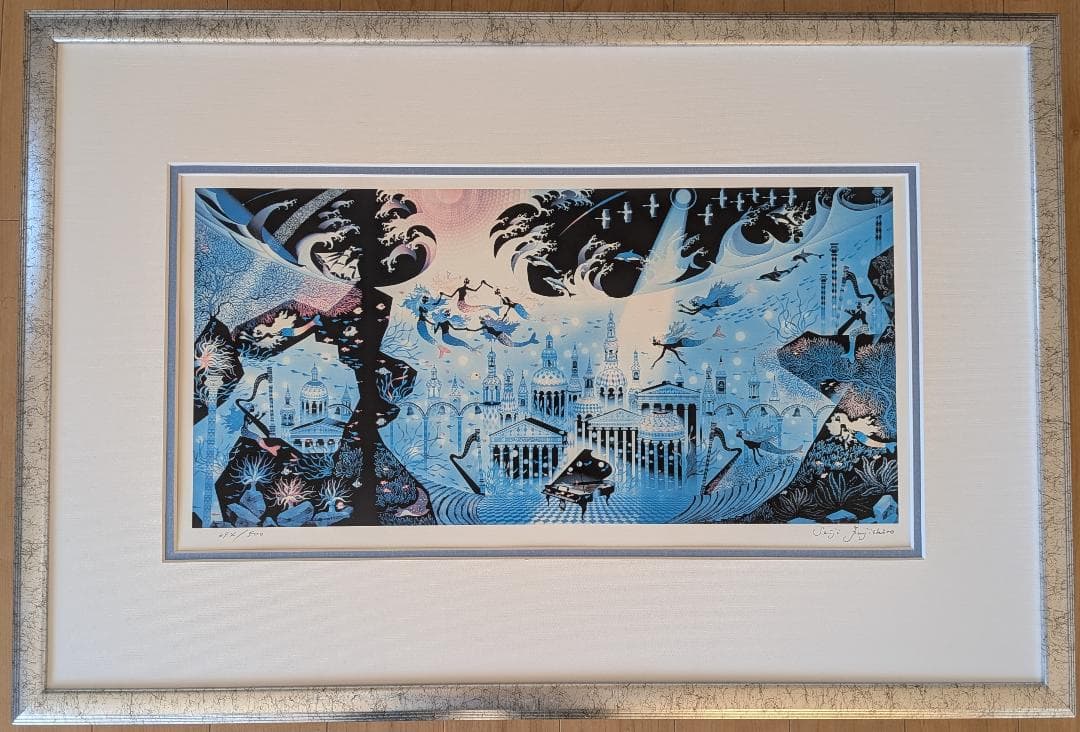 リトグラフ 藤城清治 光る海