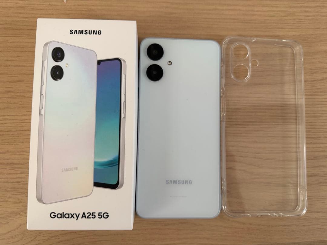 Samsung Galaxy A25 5G 本体 ライトブルー クリアケース付き