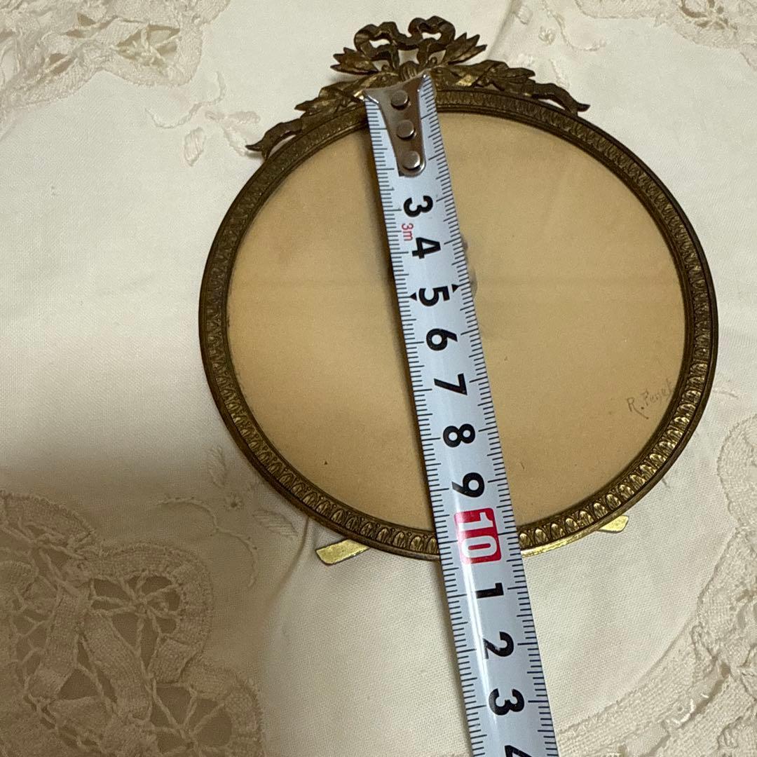 フランス　アンティークフォトスタンド ガラス付き 写真立て フォトガラス