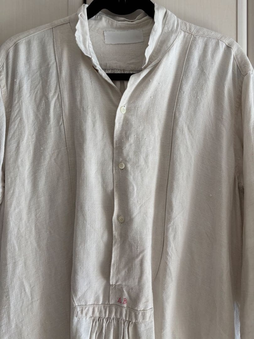 フランスアンティーク ワークシャツ シャツワンピ リネン 羊飼い ロングシャツ