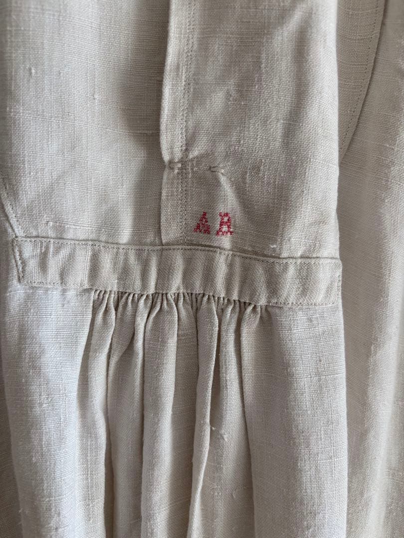 フランスアンティーク ワークシャツ シャツワンピ リネン 羊飼い ロングシャツ