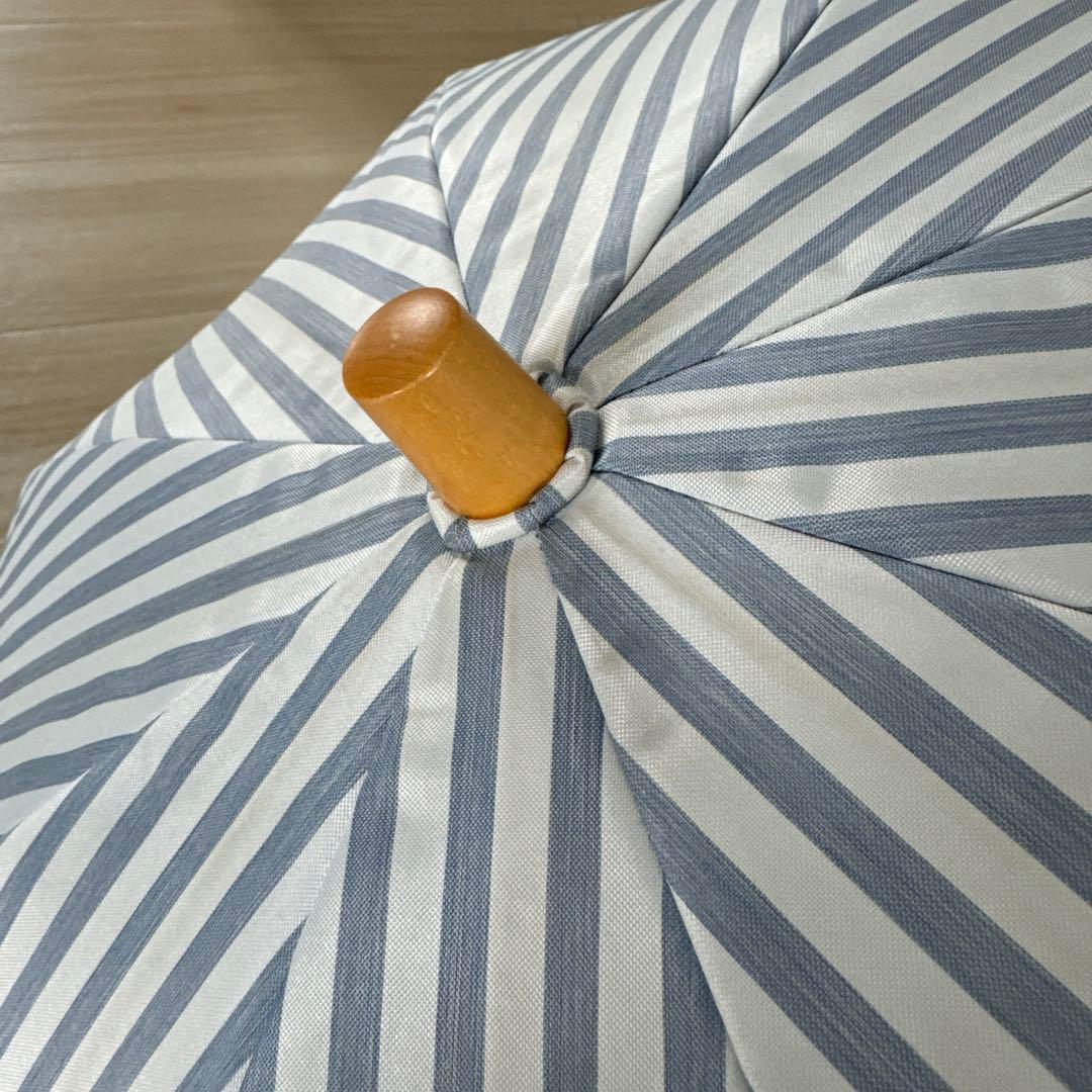 美品⭐️サンバリア100 折りたたみ日傘 ２段折 コンパクト / チェック ブルー