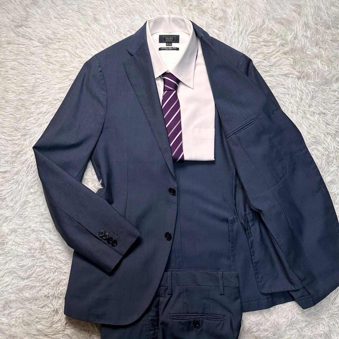 美品 ラルディーニ ブートニエール セットアップ ネイビー ウール100% 46