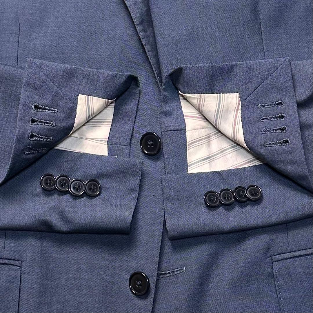 美品 ラルディーニ ブートニエール セットアップ ネイビー ウール100% 46
