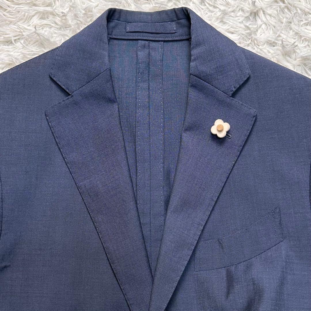 美品 ラルディーニ ブートニエール セットアップ ネイビー ウール100% 46
