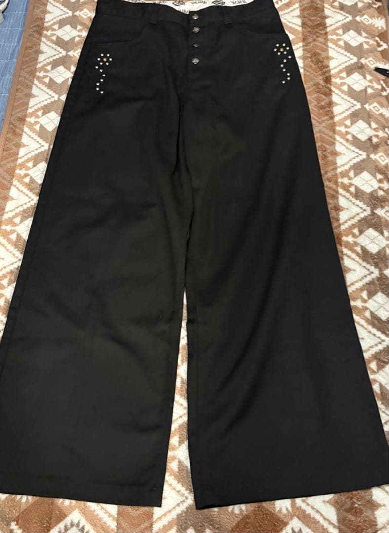 badway×Dickies ワイドワークパンツ 黒 スタッズ