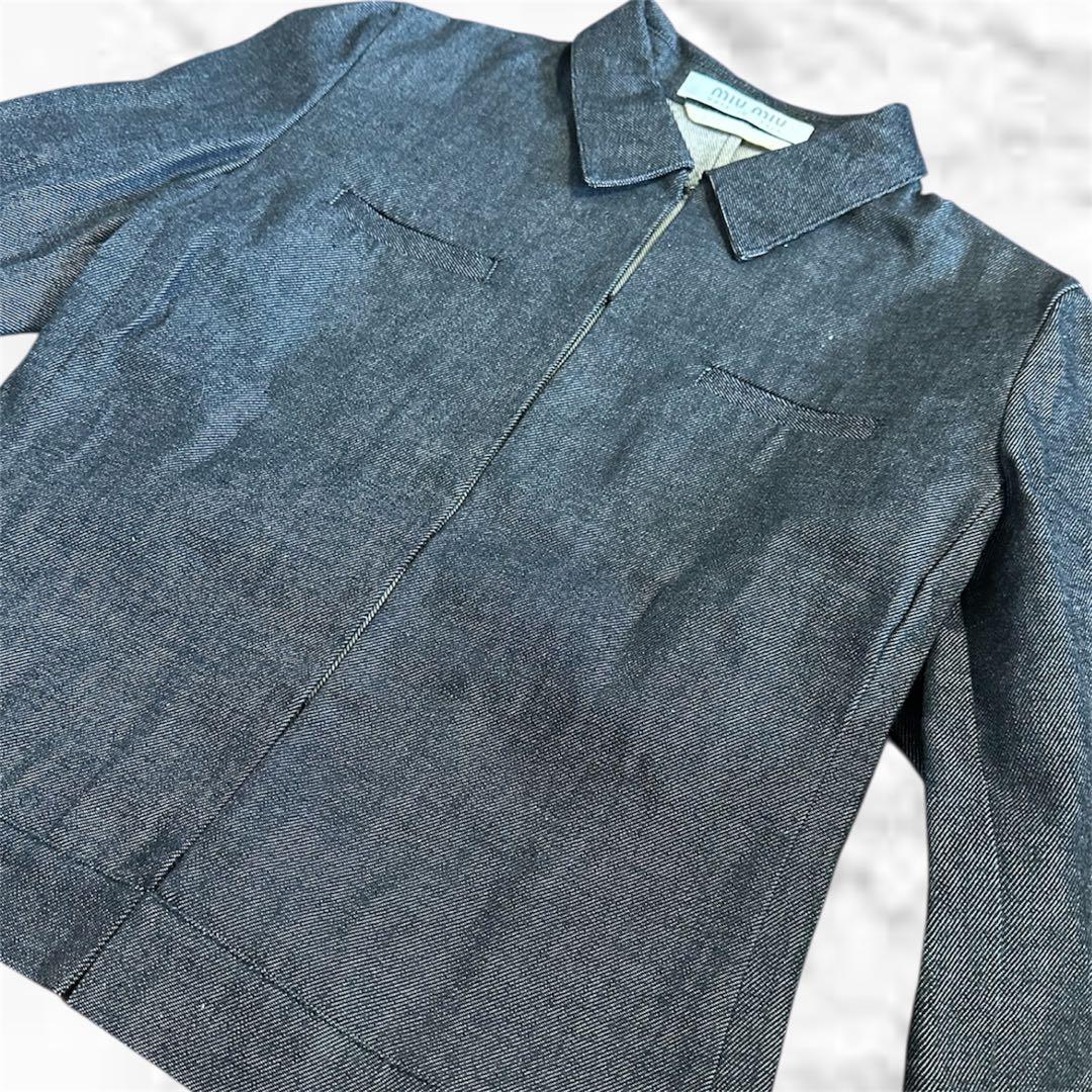 【MIU MIU】 90sアーカイブダークデニムジャケット フック