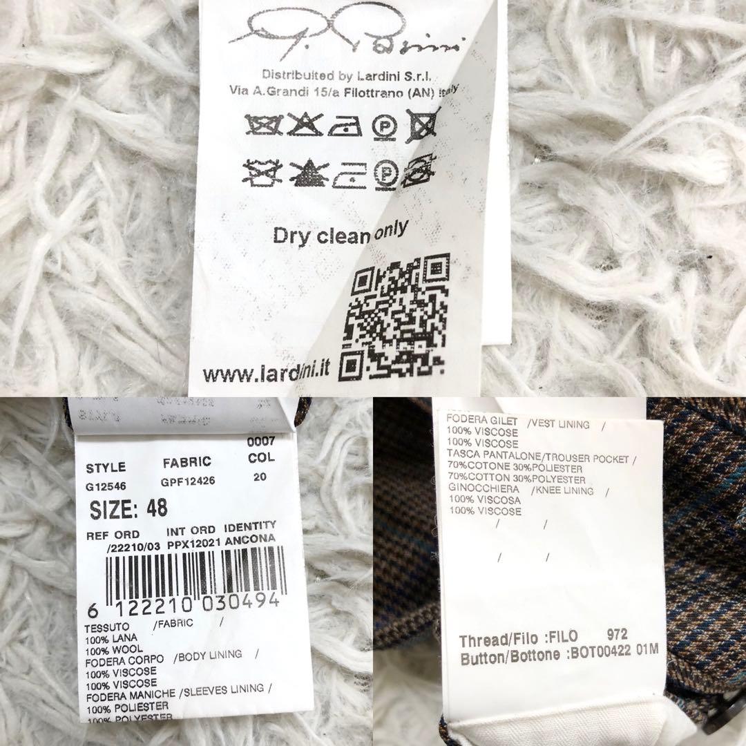 極美品✨ガブリエレパジーニ 3ピース スーツ ペンチェック ブラウン系 48