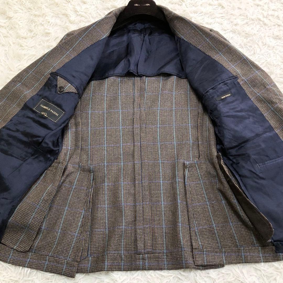極美品✨ガブリエレパジーニ 3ピース スーツ ペンチェック ブラウン系 48