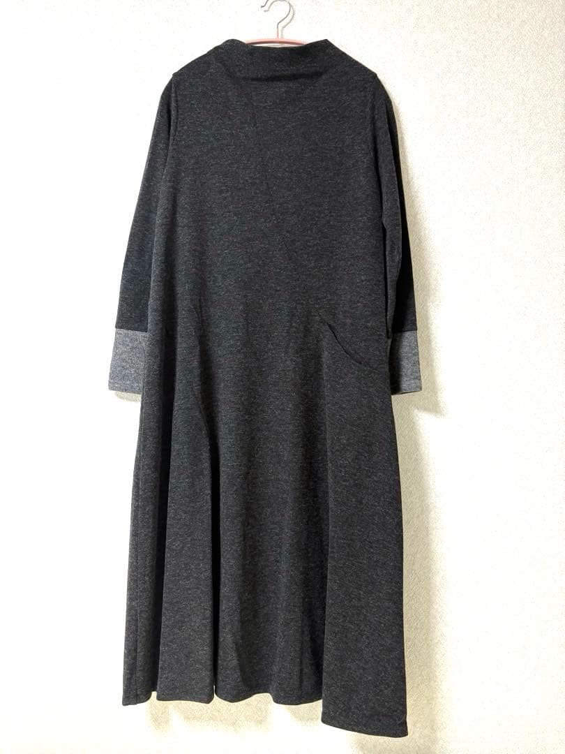 クレッシェントハーフノート　ロングワンピース M チャコールグレー 新品タグ付