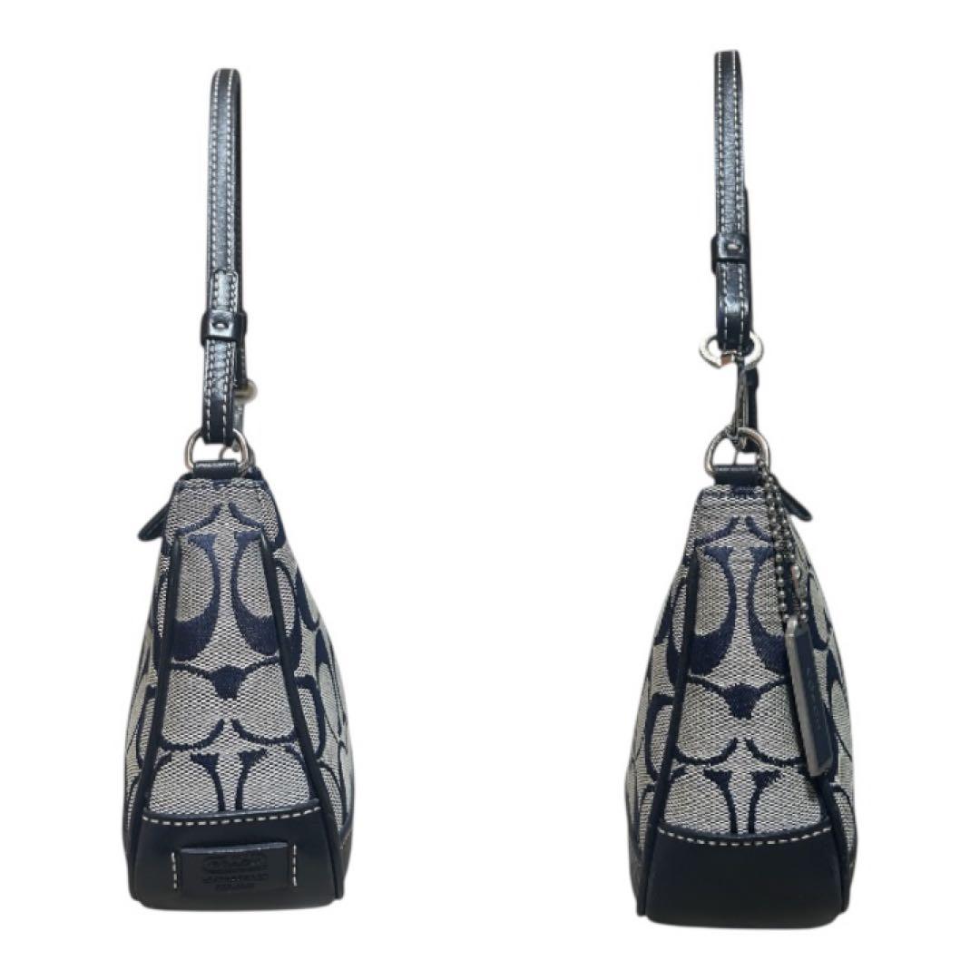 【美品】COACH コーチ 6094アクセサリーポーチ ネイビー　メタルチャーム