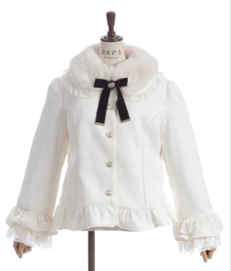 axes famme ローズリボン付フリルコート