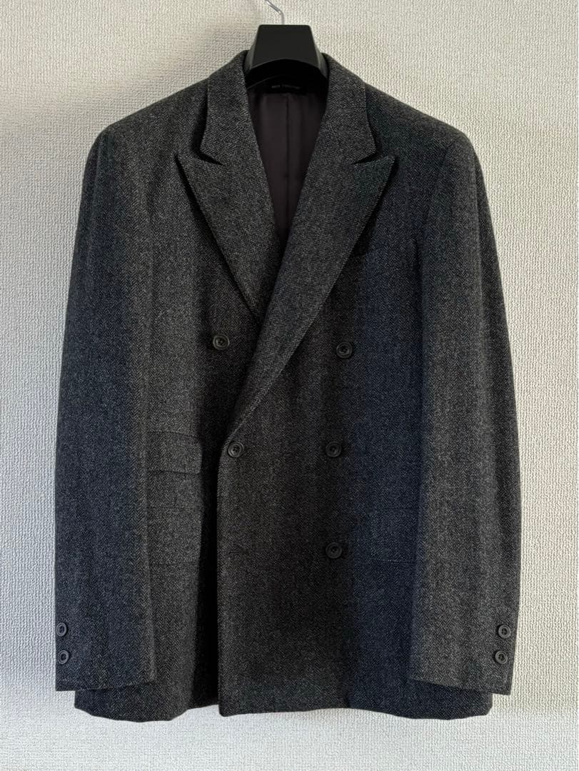 美品　リングジャケット製　グレーツイード　ダブルジャケット　くろすとしゆき