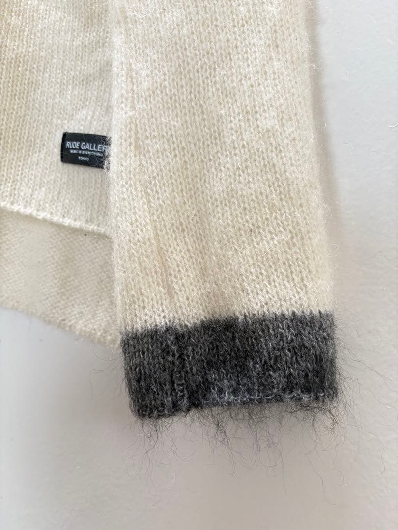 RUDE GALLERY モヘア　タートルネック　ニット　白　グレー　ウール