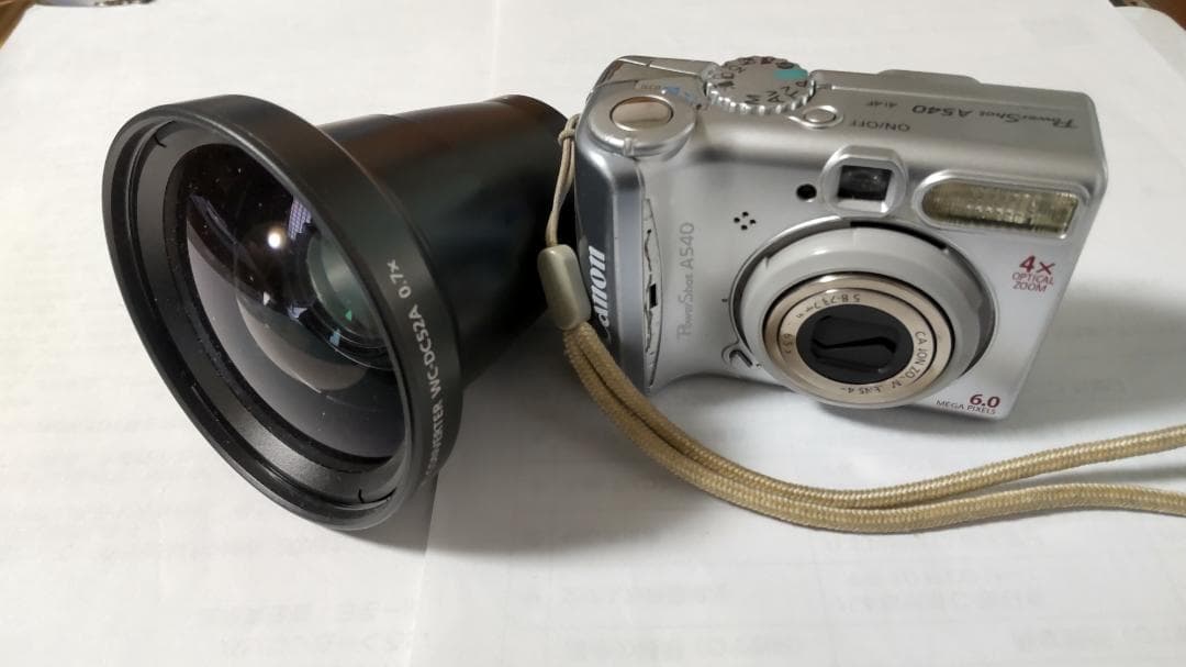 Canon PowerShot A540 デジタルカメラ、広角レンズ、電池付き