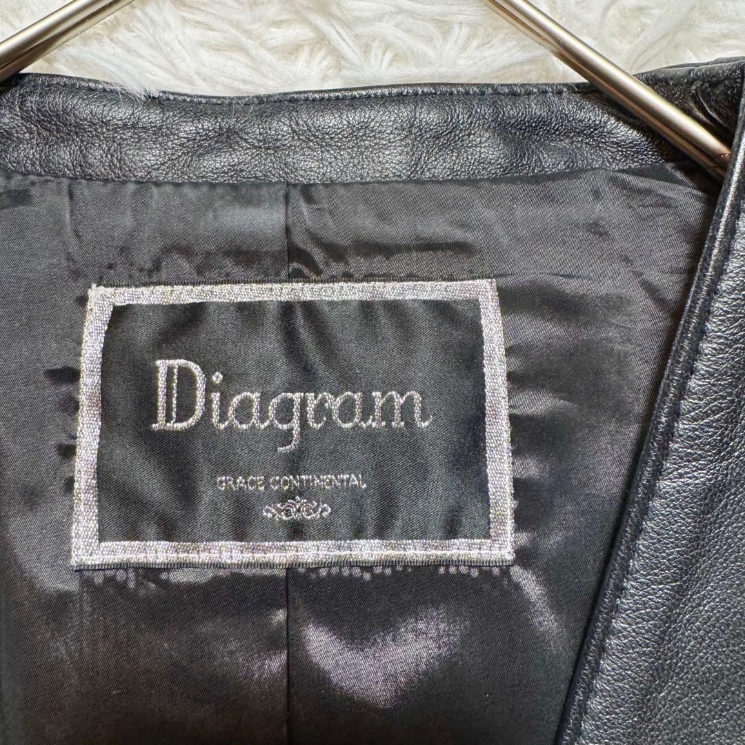 ルニ様未使用級 ダイアグラム ラムレザー ノーカラーライダースジャケット 定価