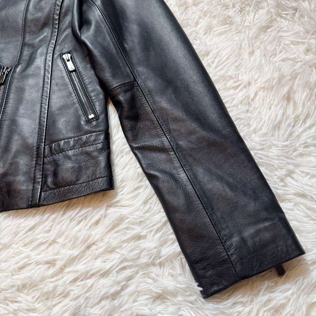 ルニ様未使用級 ダイアグラム ラムレザー ノーカラーライダースジャケット 定価