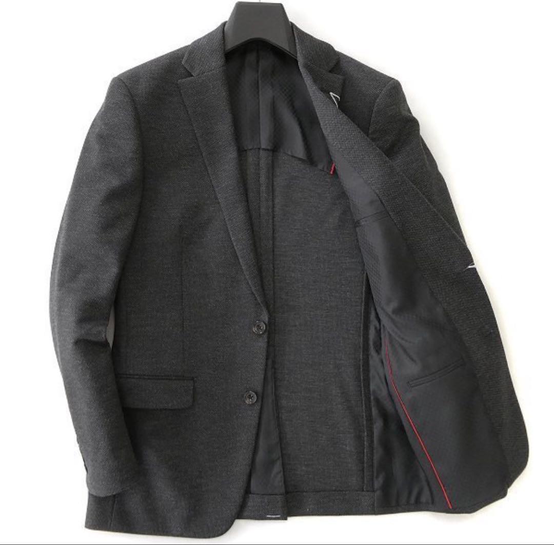 【しま史郎】FICCE SPORTS 尾州 バーズアイ スーツ Y4 黒灰