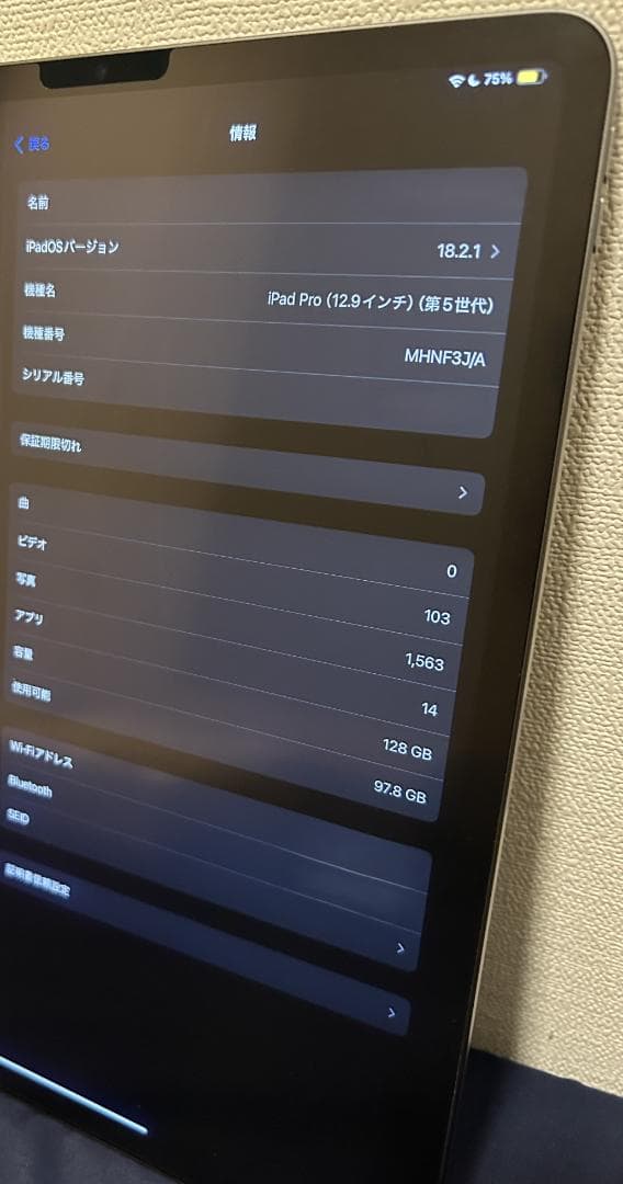 iPad Pro_12.9 インチ_5世代_WIFIモデル_128GB