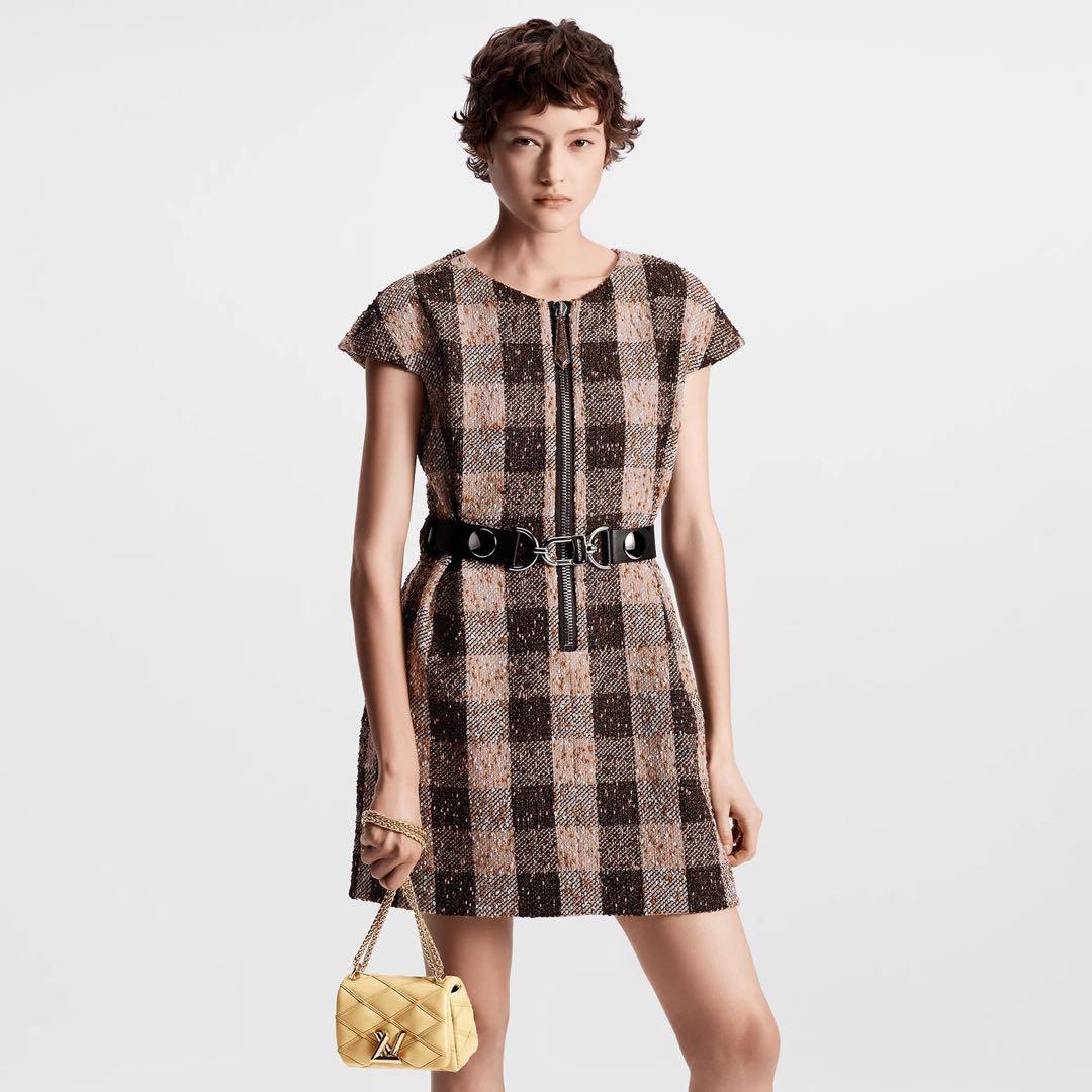 極美品　Louis Vuitton チェック柄 半袖ミニワンピース 34