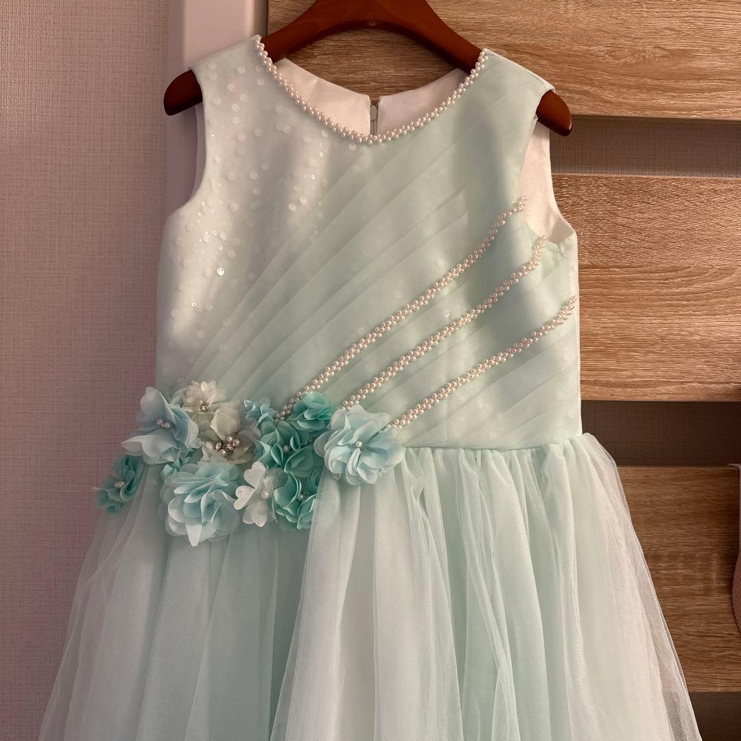 ドレスコ　DRESCCO ミントブルージュエリーロングドレス　140cm 美品