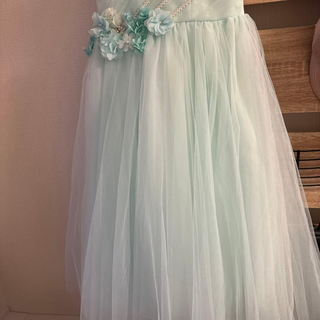 ドレスコ　DRESCCO ミントブルージュエリーロングドレス　140cm 美品