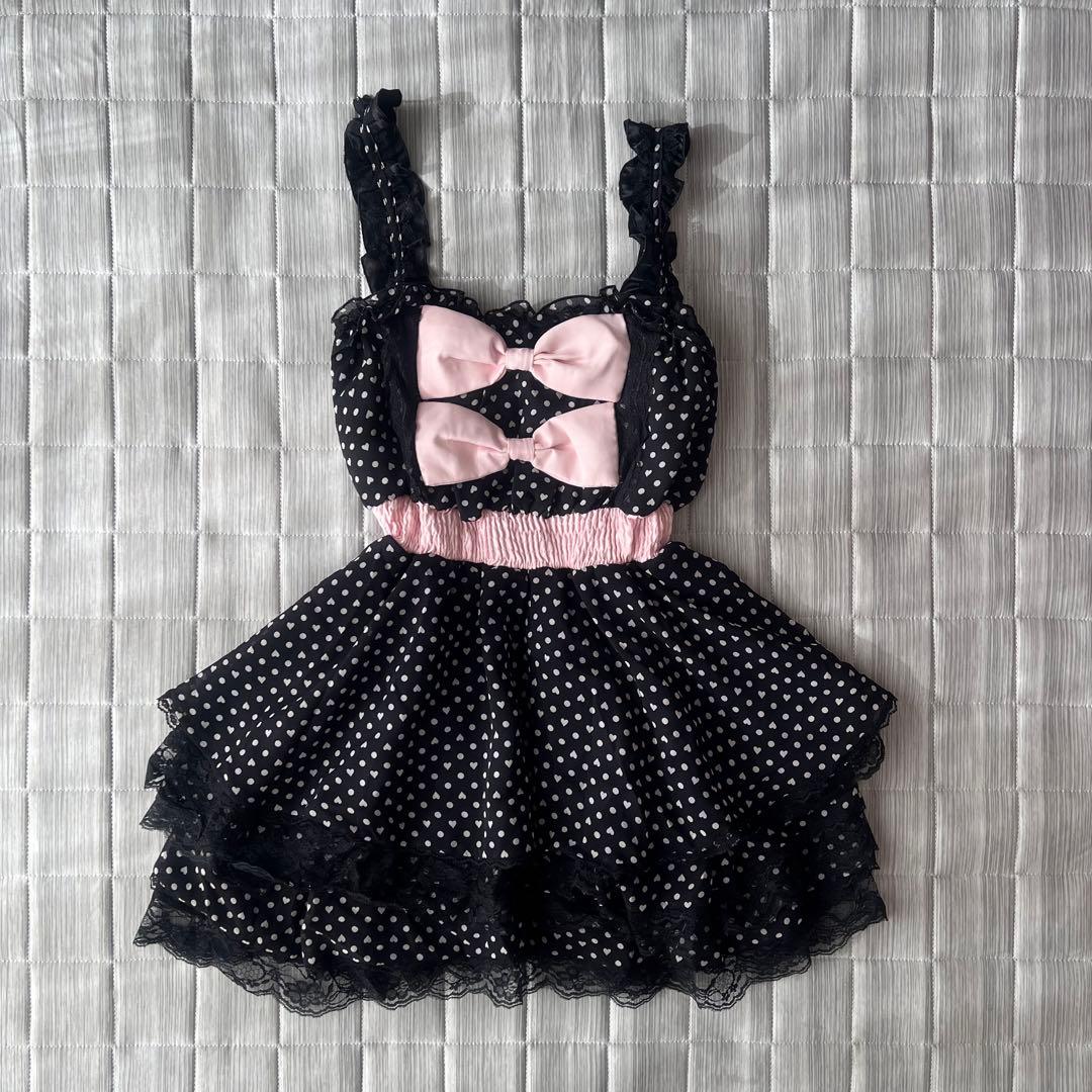 TRALALA ドット柄 キャミミニワンピース