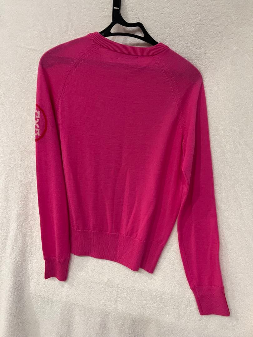 gforeピンク 長袖ニットセーター ロゴ刺繍