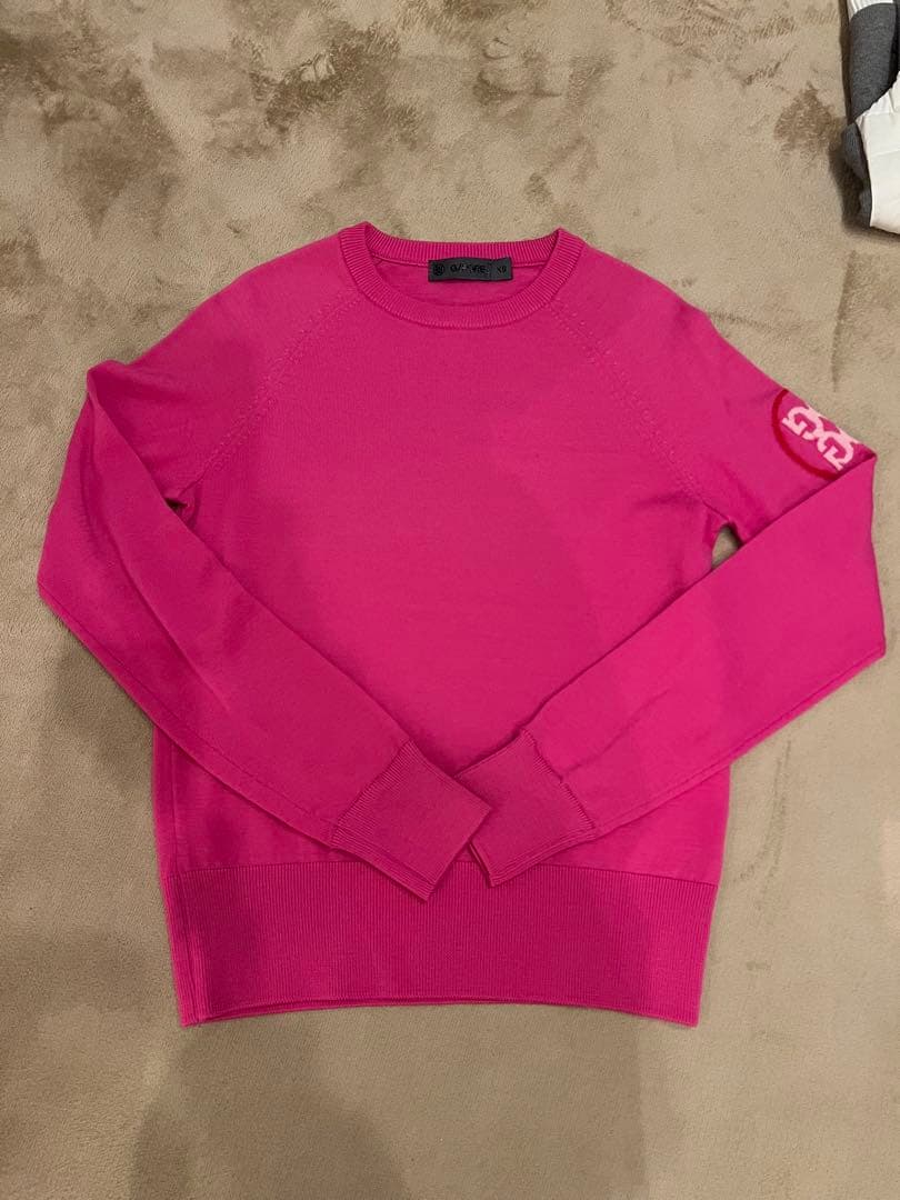 gforeピンク 長袖ニットセーター ロゴ刺繍
