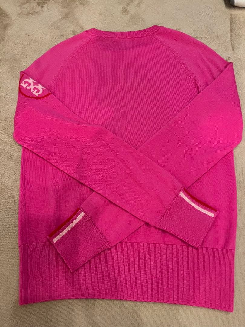 gforeピンク 長袖ニットセーター ロゴ刺繍