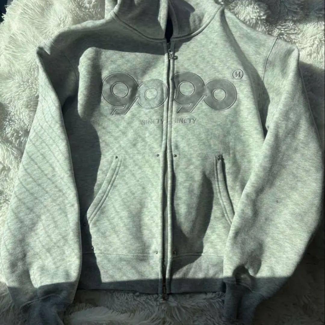 9090 パーカー　グレー　フロントジッパー　新品