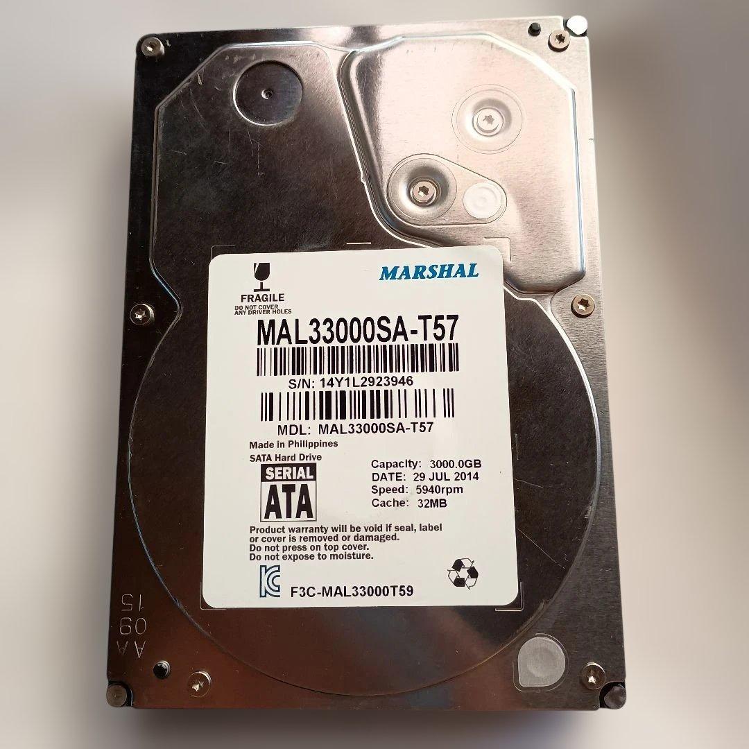内蔵型ハードディスクドライブ Marshal MAL33000SA-T57 3000GB HDD