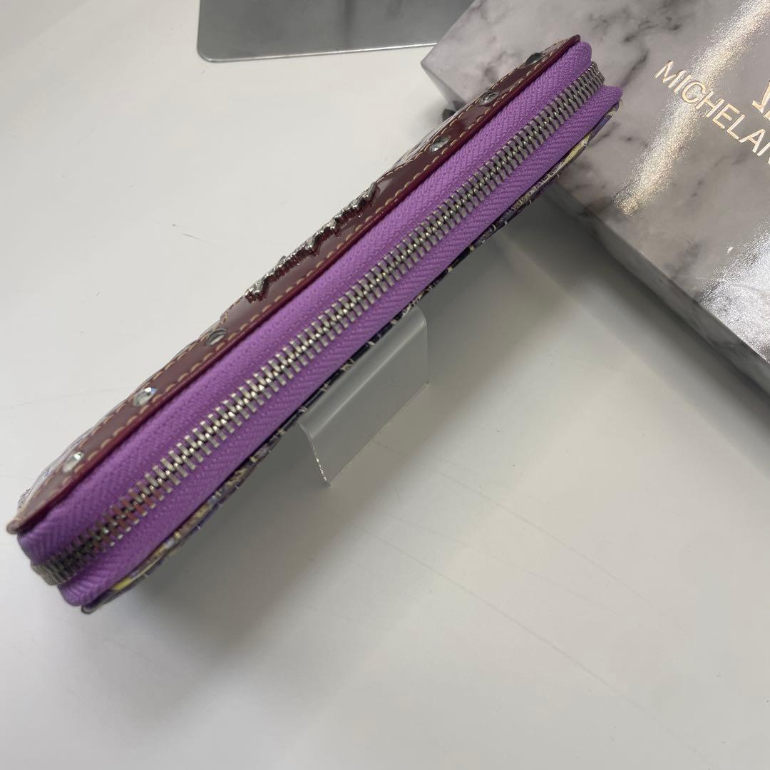 ミケランジェロ　クロコダイル型押し　ラウンドファスナー　長財布　ロングウォレット