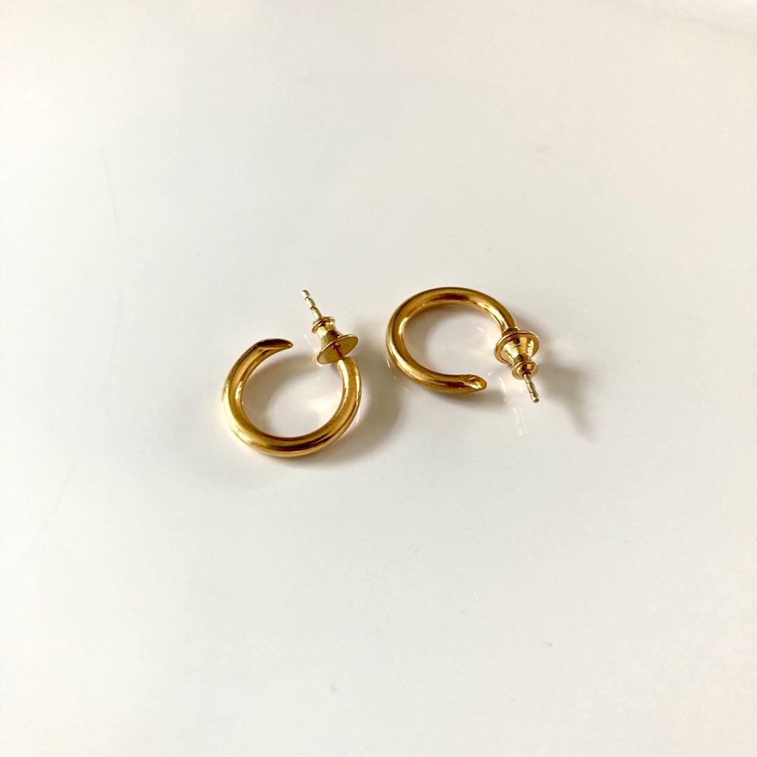 新品！両耳用【 3mm×21mm 】ゴールドフープピアス