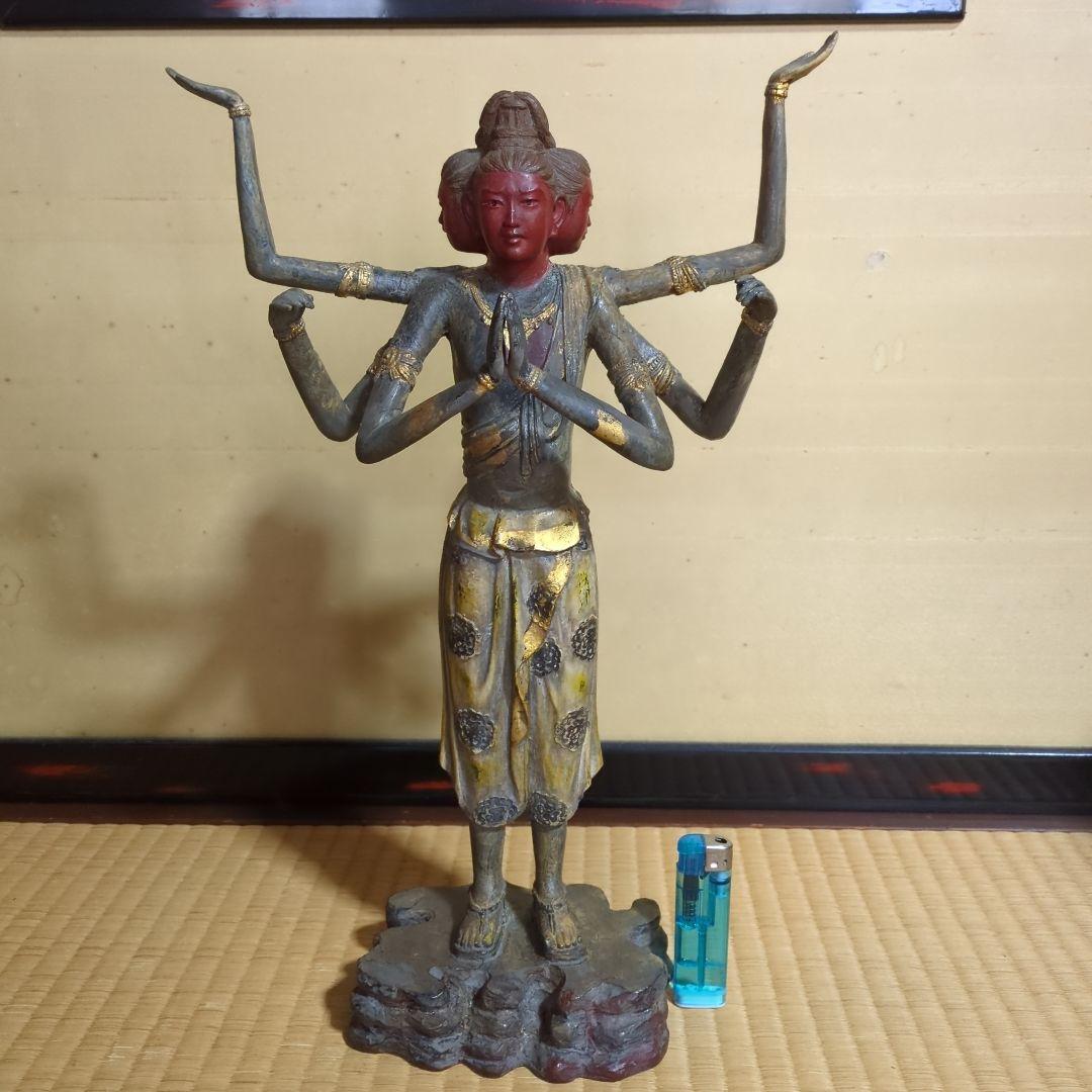 高岡銅器 阿修羅像、色分け漆仕上げ