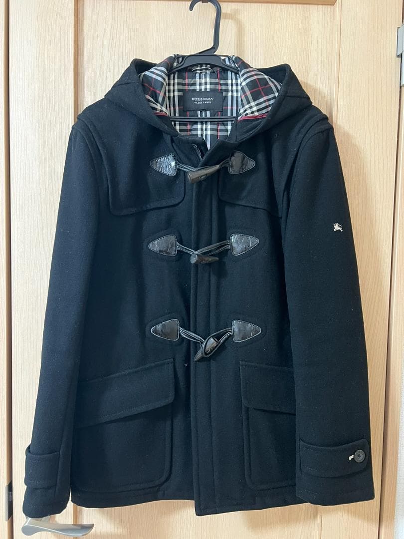 【バーバリーブラックレーベル】ダッフルコート★黒Ｌ